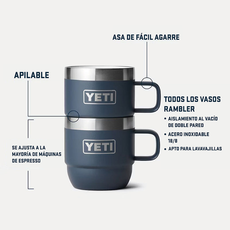 21071503791 TAZA RAMBLER 6oz STACKABLE 2 PIEZAS BLANCO MARCA YETI