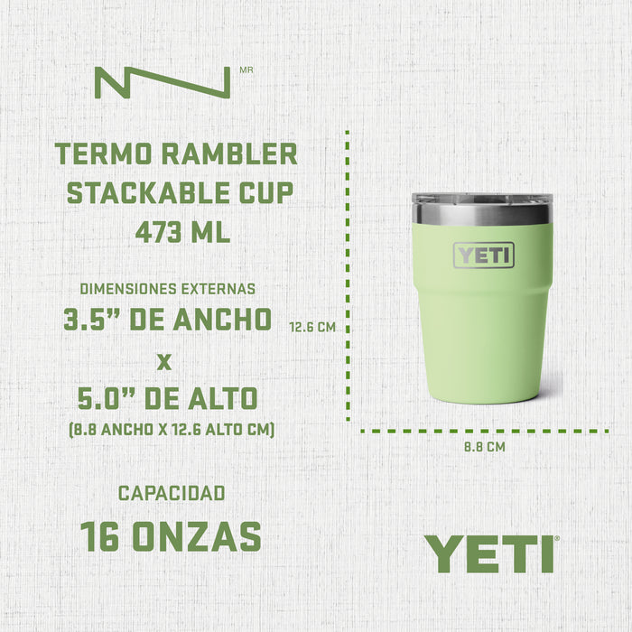 21071503543 TERMO RAMBLER 16oz STACKABLE CUP TAPA MAGNETICA WETLANDS BROWN MARCA YETI