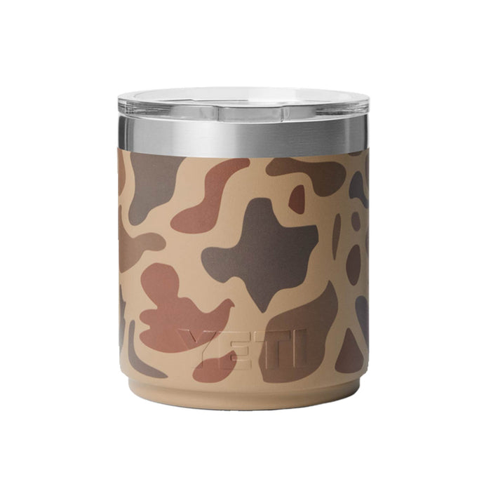 21071505877 TERMO RAMBLER 10oz LOWBALL 2.0 TAPA MAGNETICA WETLANDS CAMO MARCA YETI