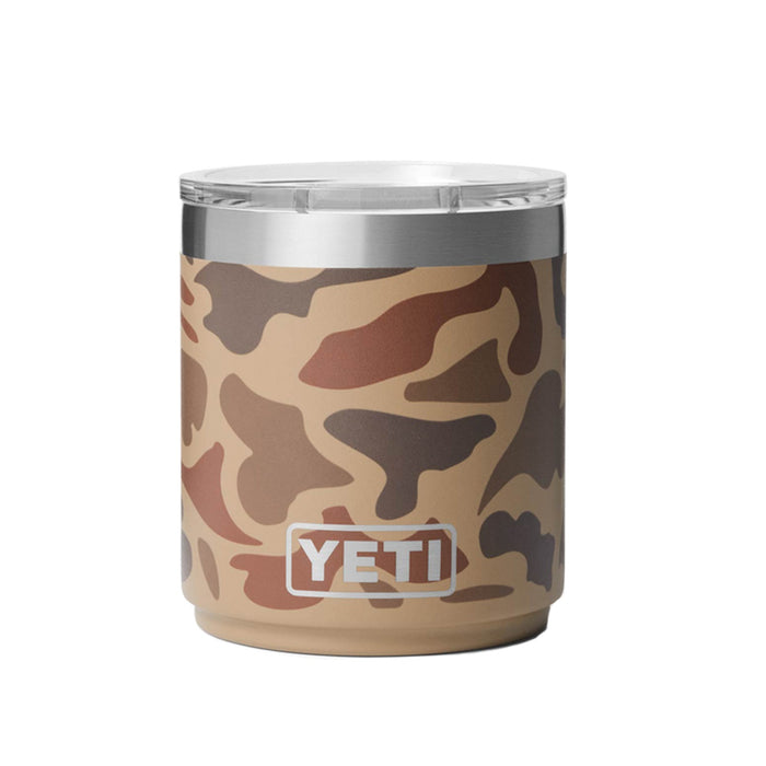 21071505877 TERMO RAMBLER 10oz LOWBALL 2.0 TAPA MAGNETICA WETLANDS CAMO MARCA YETI