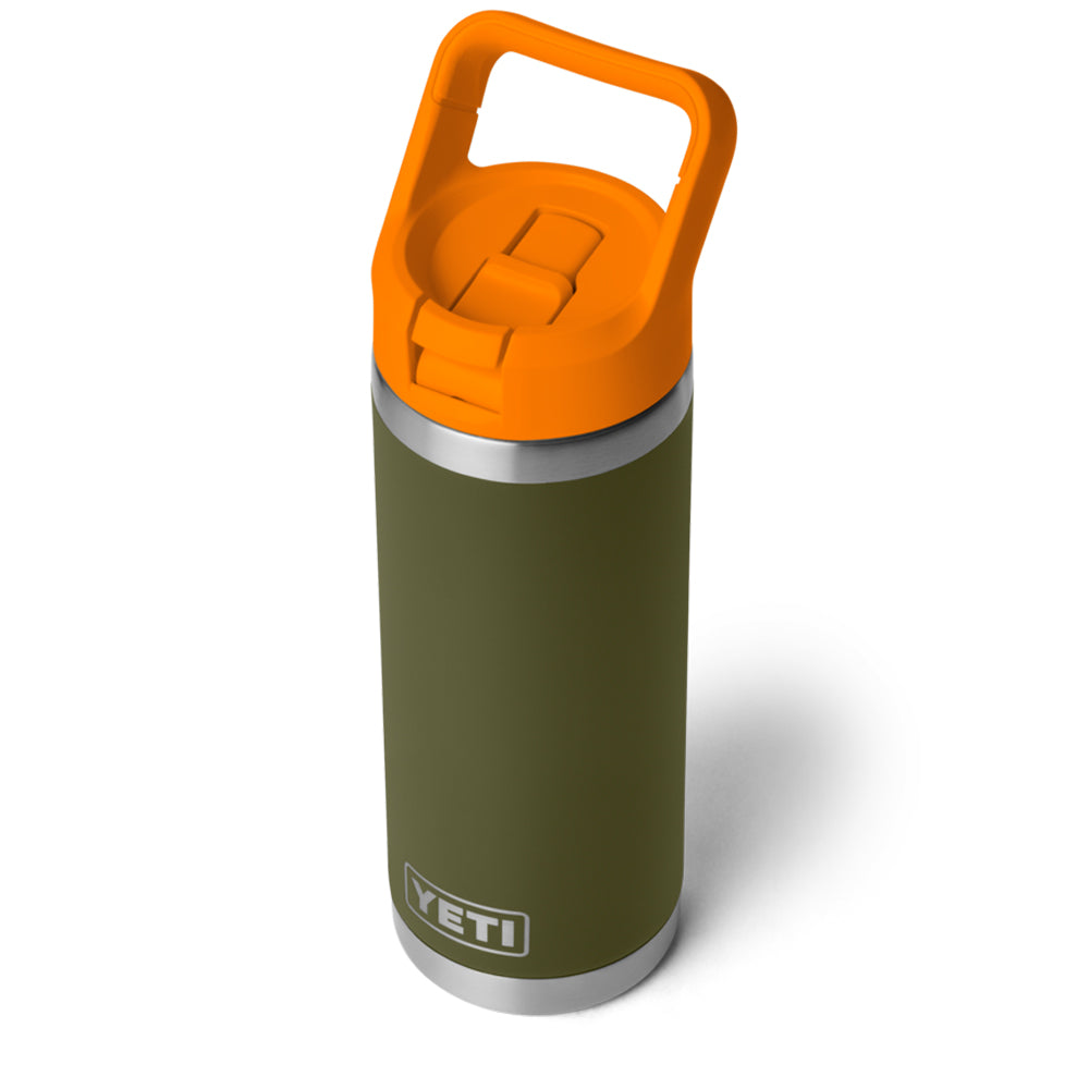 21071508786 TERMO RAMBLER 18oz BOTTLE STRAW CAP COLOR MATCHED OLIVE/KING CRAB ORANGE MARCA YETI
