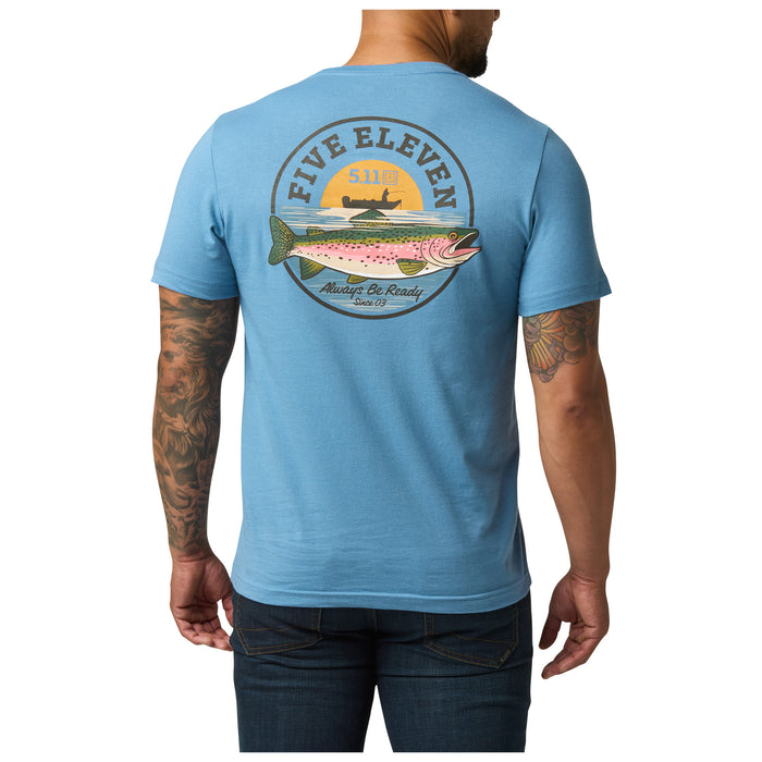 76166ADU-766 PLAYERA TROUT ON! MINERAL BLUE MARCA 5.11 TACTICAL