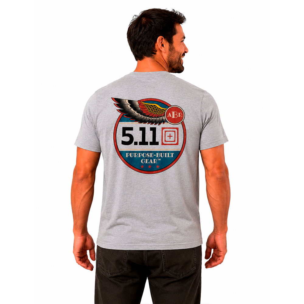76166AFR-016 PLAYERA PBG CREST HEATHER GREY MARCA 5.11 TACTICAL