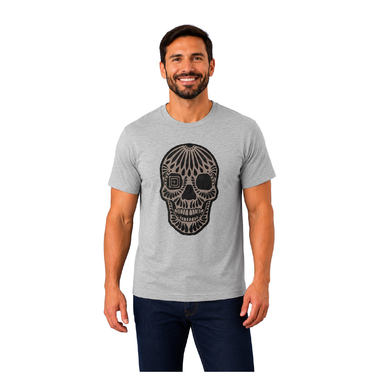 76376-016 PLAYERA BARRO NEGRO SKULL HEATHER GREY MARCA 5.11 TACTICAL