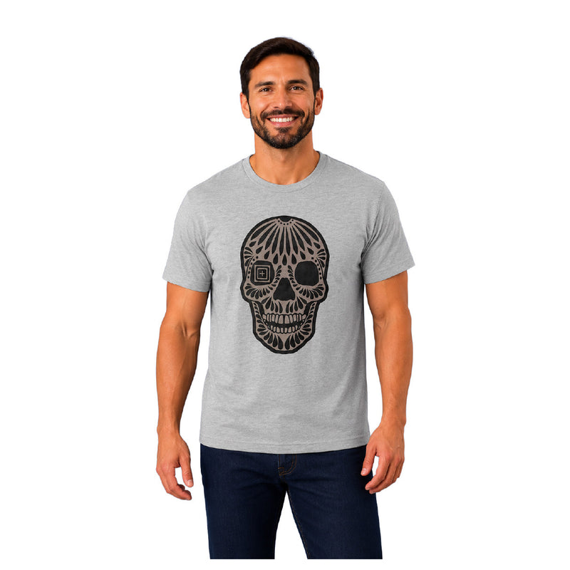76376-016 PLAYERA BARRO NEGRO SKULL HEATHER GREY MARCA 5.11 TACTICAL
