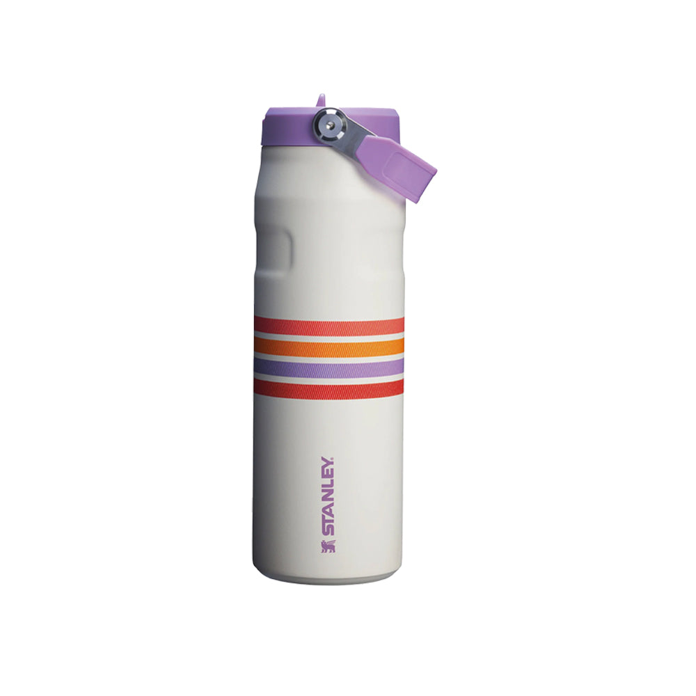 90475PT TERMO ICEFLOW AEROLIGHT FLIP STRAW VARSITY 24oz CREAM LILAC STRIPE MARCA STANLEY