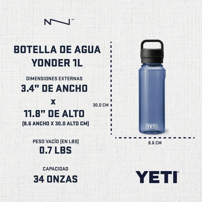 21071220007 BOTELLA DE AGUA YONDER 1Lt SEAFOAM MARCA YETI