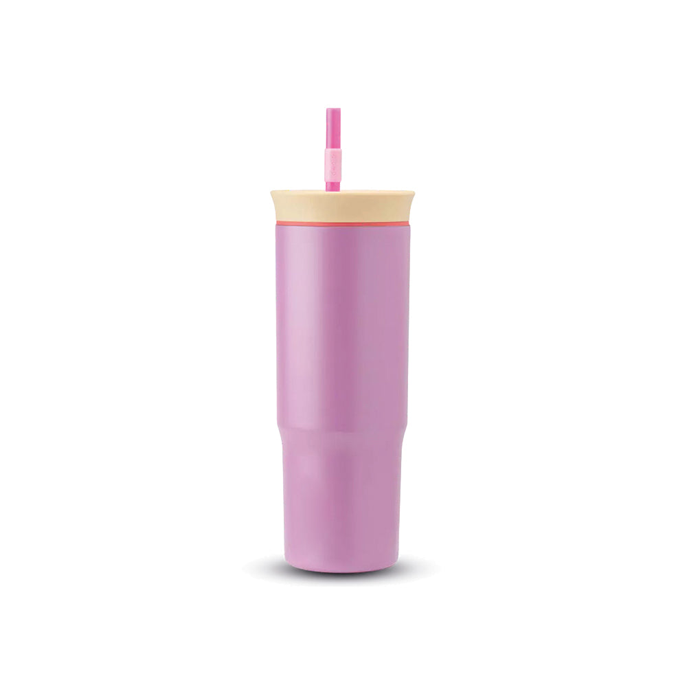 C07000 TERMO DE ACERO INOXIDABLE CON POPOTE 710ML ROSA OSCURO MARCA OWALA