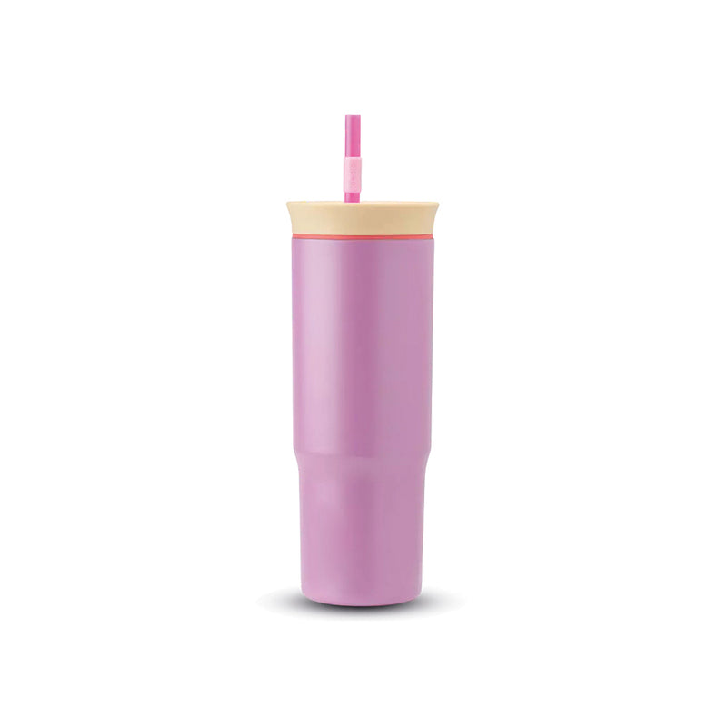 C07000 TERMO DE ACERO INOXIDABLE CON POPOTE 710ML ROSA OSCURO MARCA OWALA