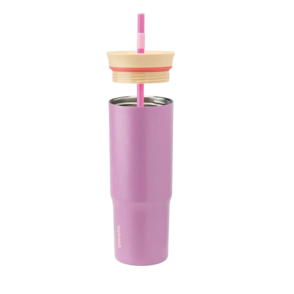 TERMO OWALA DE ACERO CON POPOTE 710ML ROSA OSCURO C07000