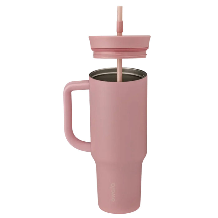 C07203 TERMO DE ACERO INOXIDABLE CON POPOTE 1185ML ROSE QUARTZ MARCA OWALA