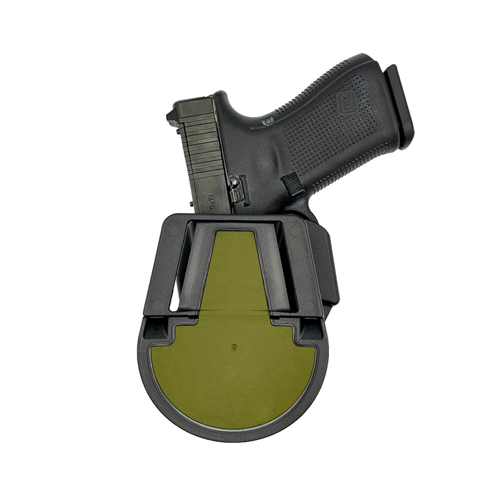 GL PRO FUNDA DERECHA DE NIVEL II PASIVA Y ACTIVA CON PALETA Y CINTURÓN PARA GLOCK 17, 19, 26, 45, 47, EMTAN RAMON MARCA FOBUS