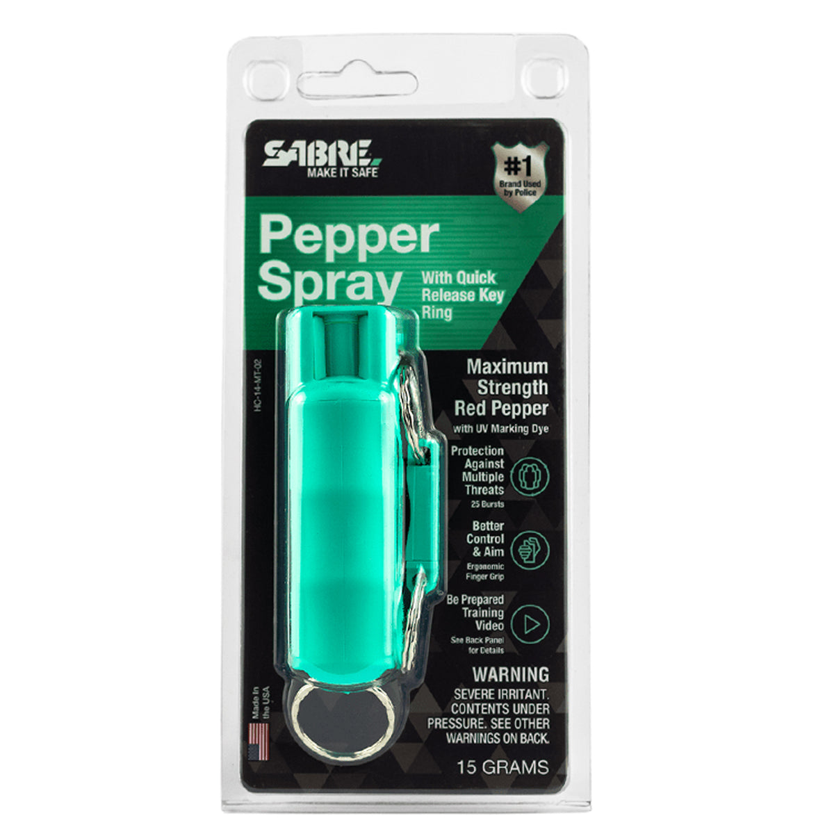 HC-14-MT-02 GAS PIMIENTA LLAVERO DURO QUICK 15 GRMS. MENTA MARCA SABRE
