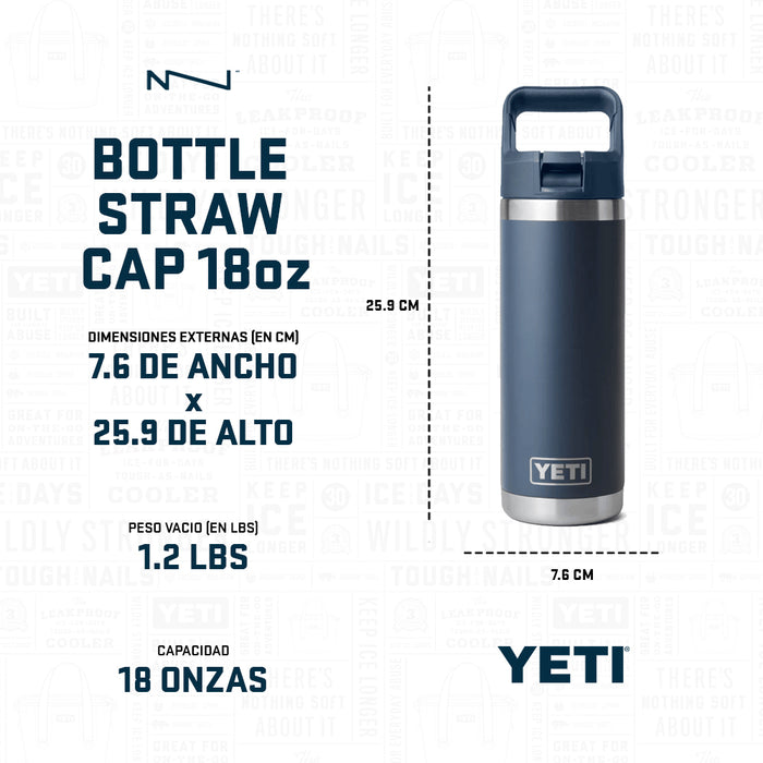 21071504640 TERMO RAMBLER 18oz BOTTLE STRAW CAP COLOR MATCHED BIG SKY BLUE MARCA YETI