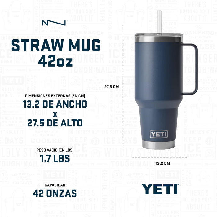 21071504862 TERMO RAMBLER 42oz STRAW MUG PAPAYA MARCA YETI