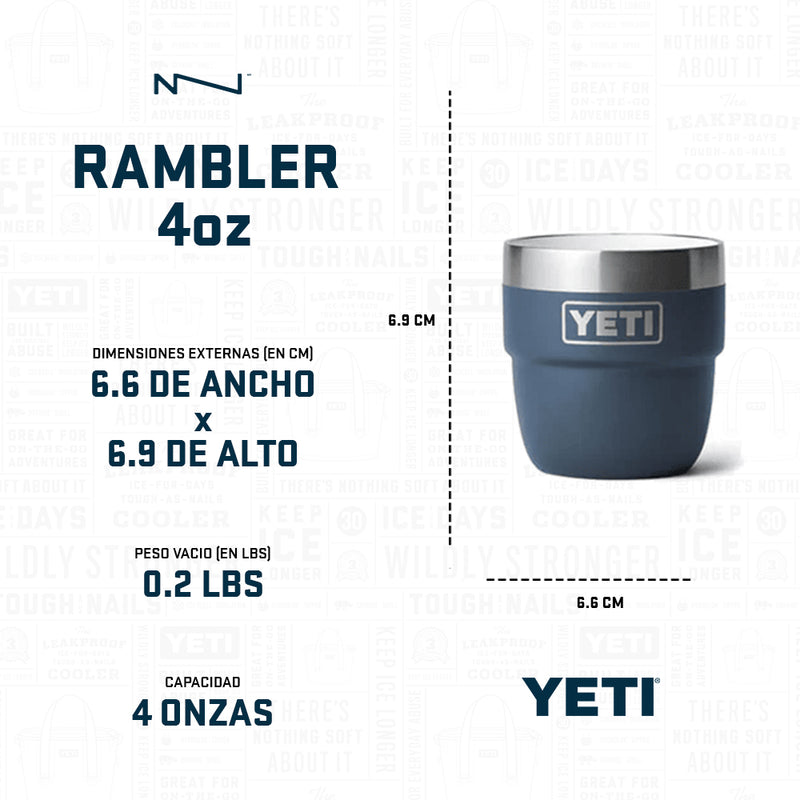 21071504001 TAZA RAMBLER 4oz STACKABLE 2 PIEZAS MARINO MARCA YETI