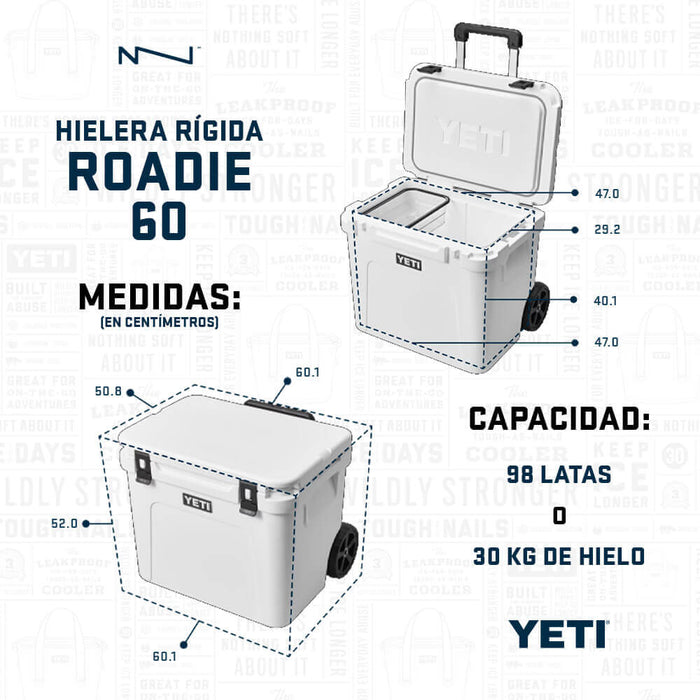 Auténtico Original Hieleras con ruedas Yeti - Roadie 60 Wheeled Cooler  Charcoal