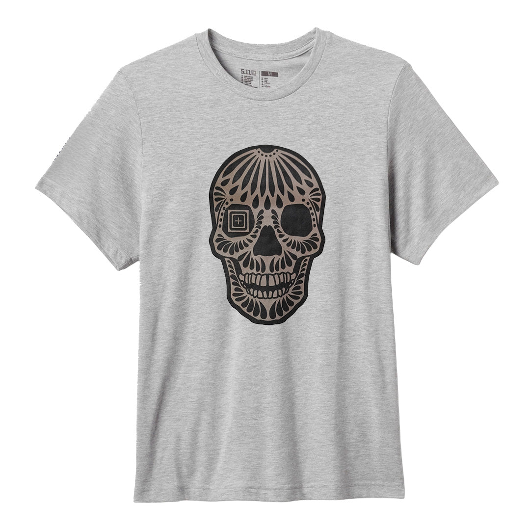 PLAYERA 5.11 TACTICAL BARRO NEGRO SKULL HEATHER GREY