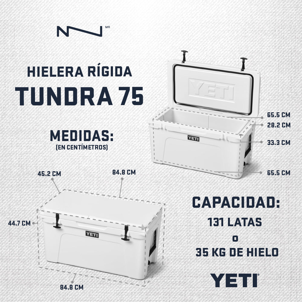 10075020000 HIELERA RIGIDA TUNDRA 75 BLANCA MARCA YETI