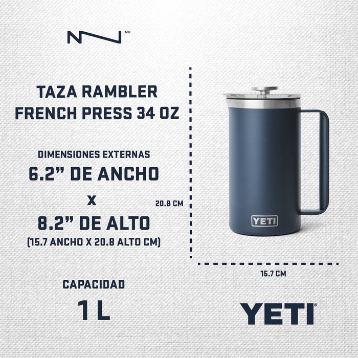 21071501847 TAZA RAMBLER 34oz FRENCH PRESS BLANCO MARCA YETI