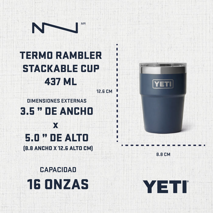 21071502851 TERMO RAMBLER 16oz STACKABLE CUP TAPA MAGNETICA NEGRO MARCA YETI