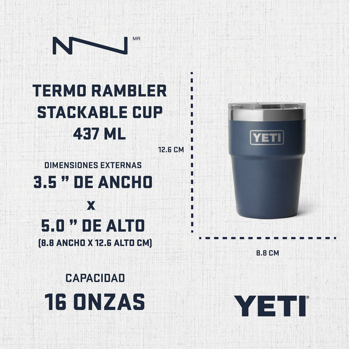 21071505465 TERMO RAMBLER 16oz STACKABLE CUP TAPA MAGNETICA PEACH MARCA YETI