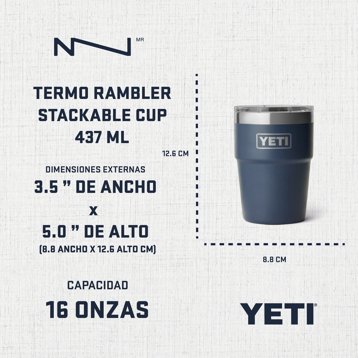 TERMO YETI 16oz STACKABLE CON TAPA MAGNETICA BLANCO 21071502848
