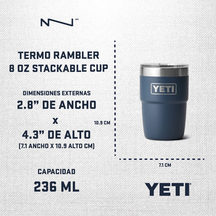 21071507375 TERMO RAMBLER 8oz STK CUP CON CERAMICA TAPA MAGNETICA BLANCO MARCA YETI