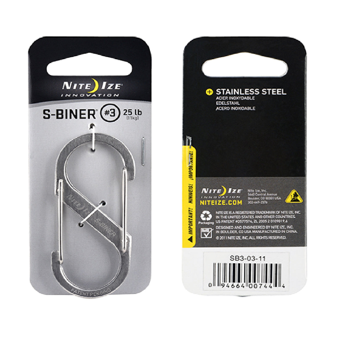S-BINER DUAL CARABINER #3 ACERO MARCA NITE IZE