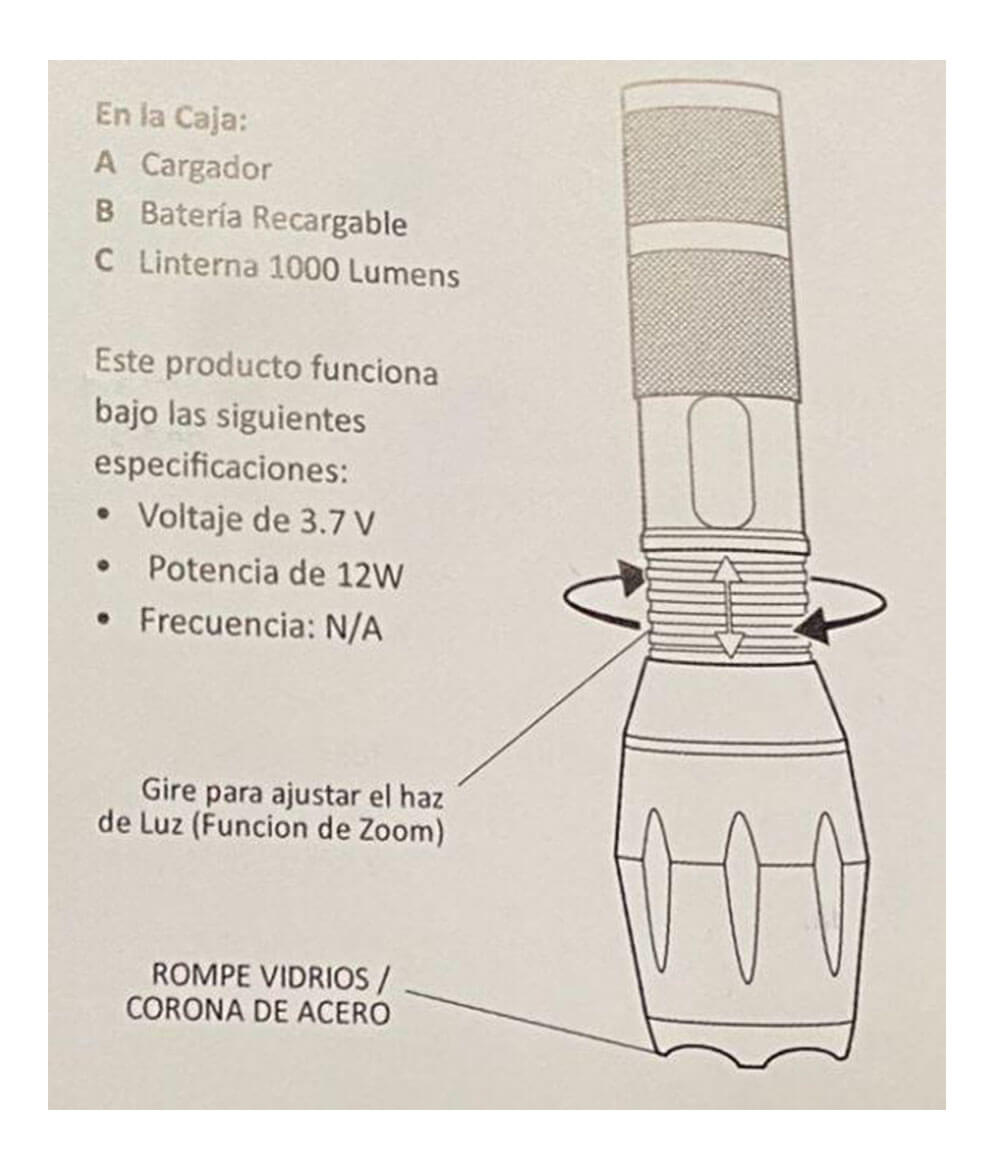 LAMPARA RECARGABLE PANTHER 1000 LUMENS 900301