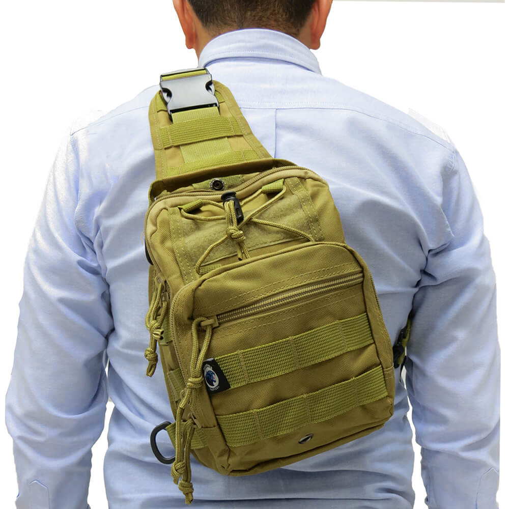 700102 MOCHILA TACTICA CRUZADA COLOR TAN MARCA PANTHER
