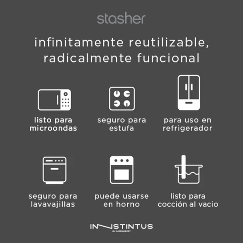 STSU01 BOLSA REUTILIZABLE DE SILICONA STAND-UP MID CLEAR MARCA STASHER