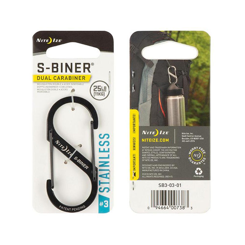 S-BINER DUAL CARABINER #3 NEGRO MARCA NITE IZE