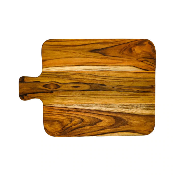 TABLA DE MADERA TECA RECTANGULAR CON AGARRADERA PARA PICAR/SERVIR